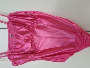 Adult Female Costumes to Hire - Satin Pink Bodysuit - XXL